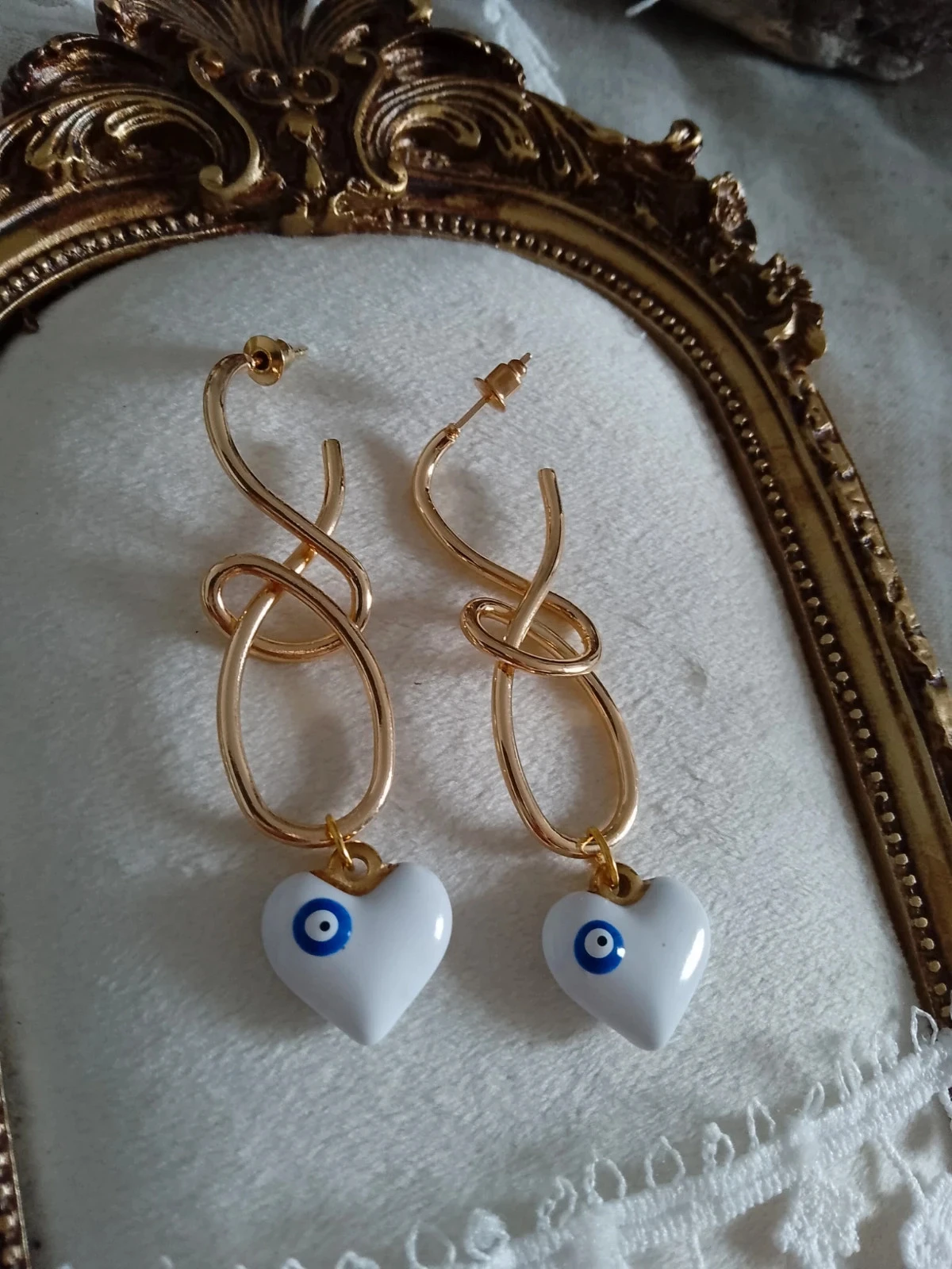Pendientes bohemios corazón blanco ojo del nazar 🧿. – photo 2